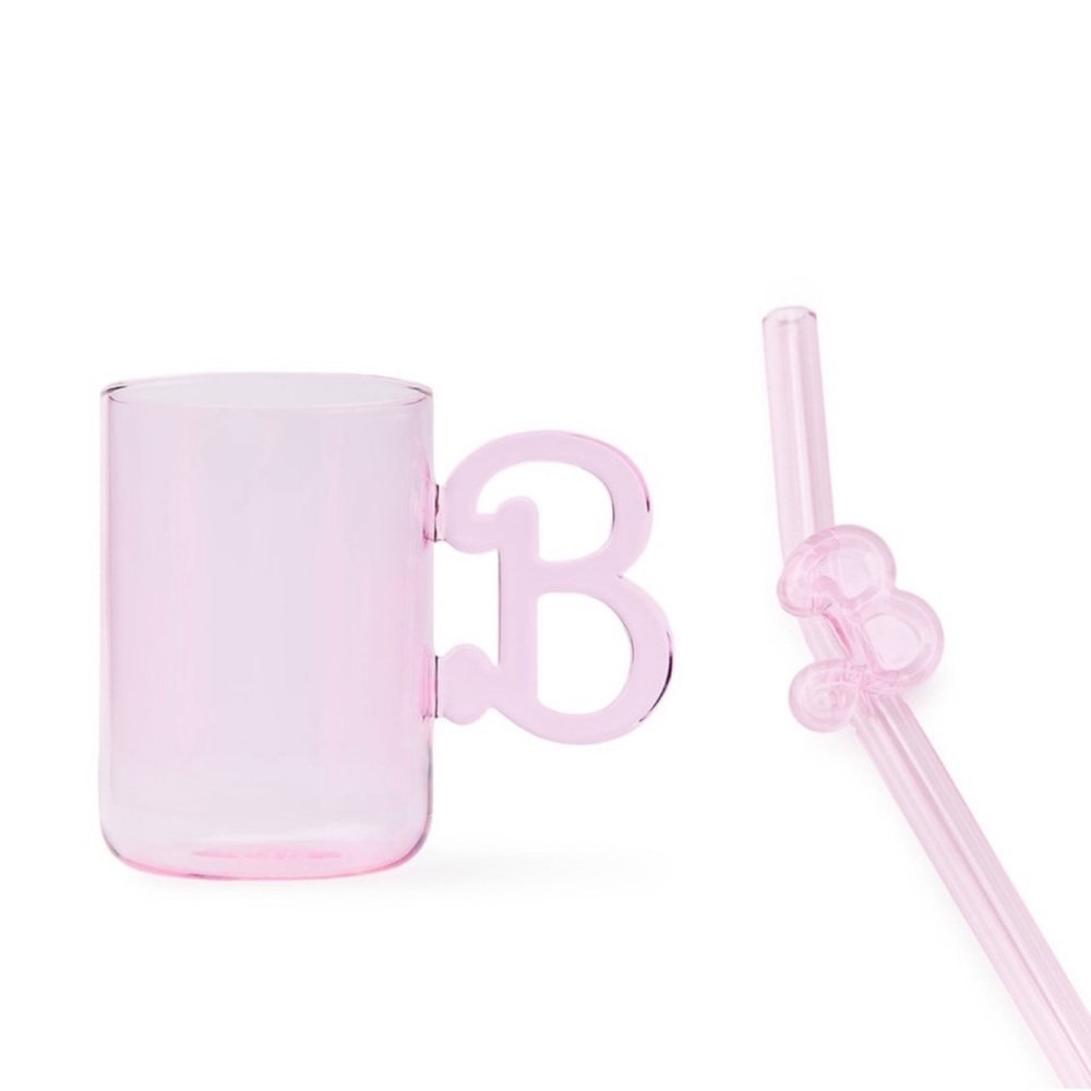 BARBIE GLASS MUG & STRAW GLASS SET